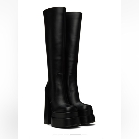 Versace Collection Leather Knee-High Boots - Picture 8 of 8